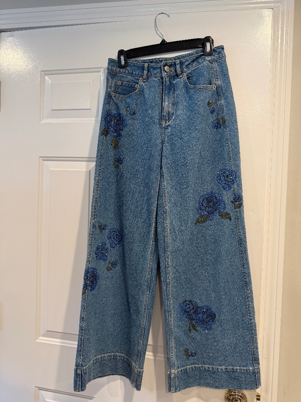 NWt Cinq à Sept Betsy Wide-Leg Heatset Roses Jeans Size 2